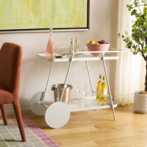 Bar-Wagen Metall Weiß 90x76x50cm Metall Weiß Safavieh Möbel Esszimmermöbel Barmöbel