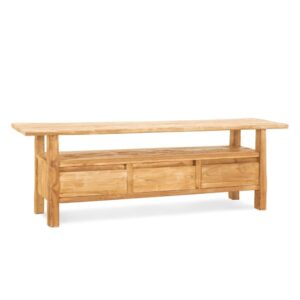 wohnli-moebel-suche-M25079128-1 TV-Lowboard Blora 150cm aus Teakholz, Hellbraun 40x50x150cm Holz Braun Benoa Möbel Wohnzimmermöbel TV-Möbel