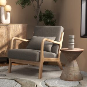 Sessel aus braunem Stoff und Naturholz 65x78x84cm Stoff Taupe Moloo Sofas und Sessel Sessel, Poufs und Fußbänke Sessel