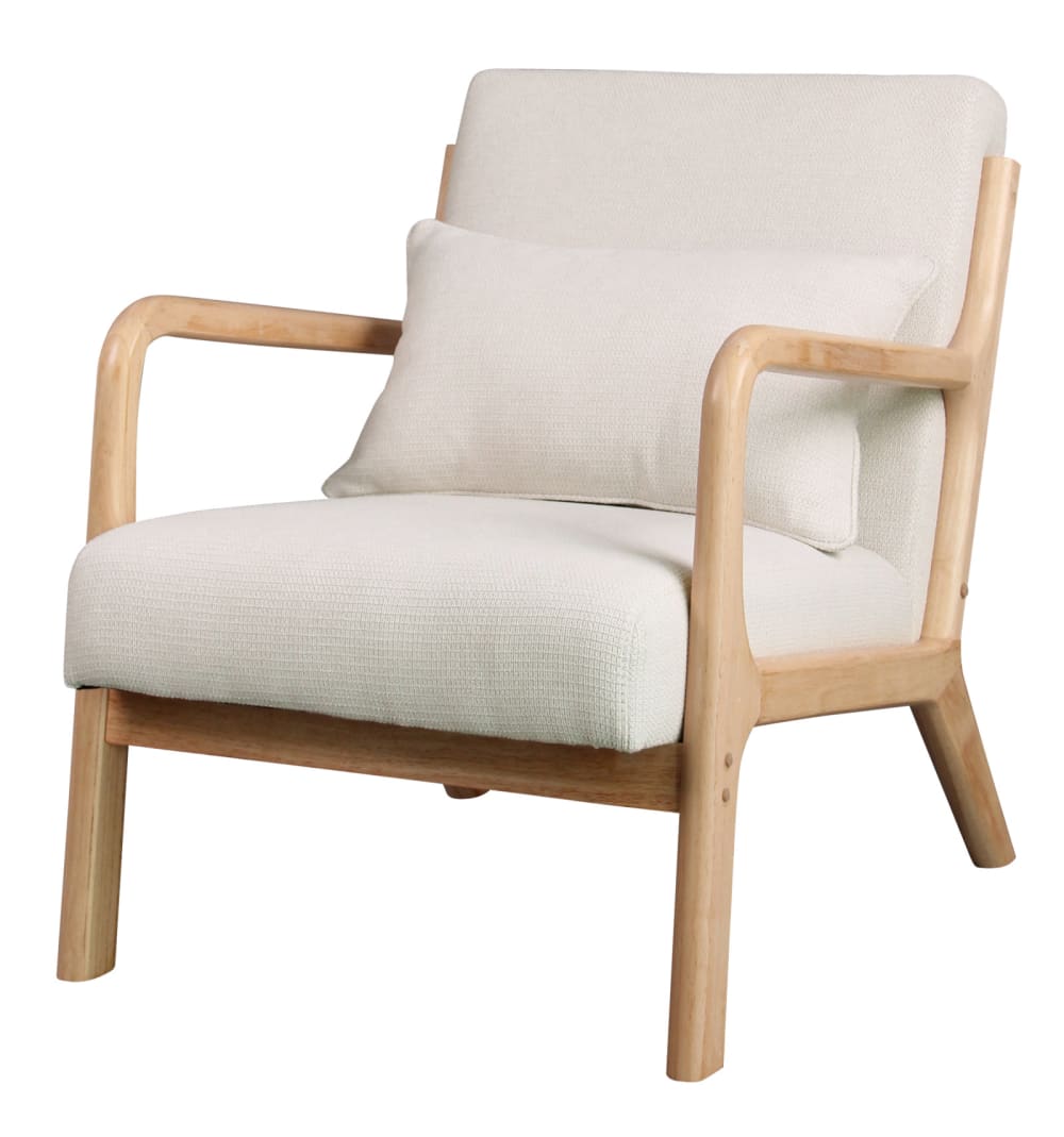 Wohnli Möbelsuche - Sessel Stoff  Ecru und Naturholz