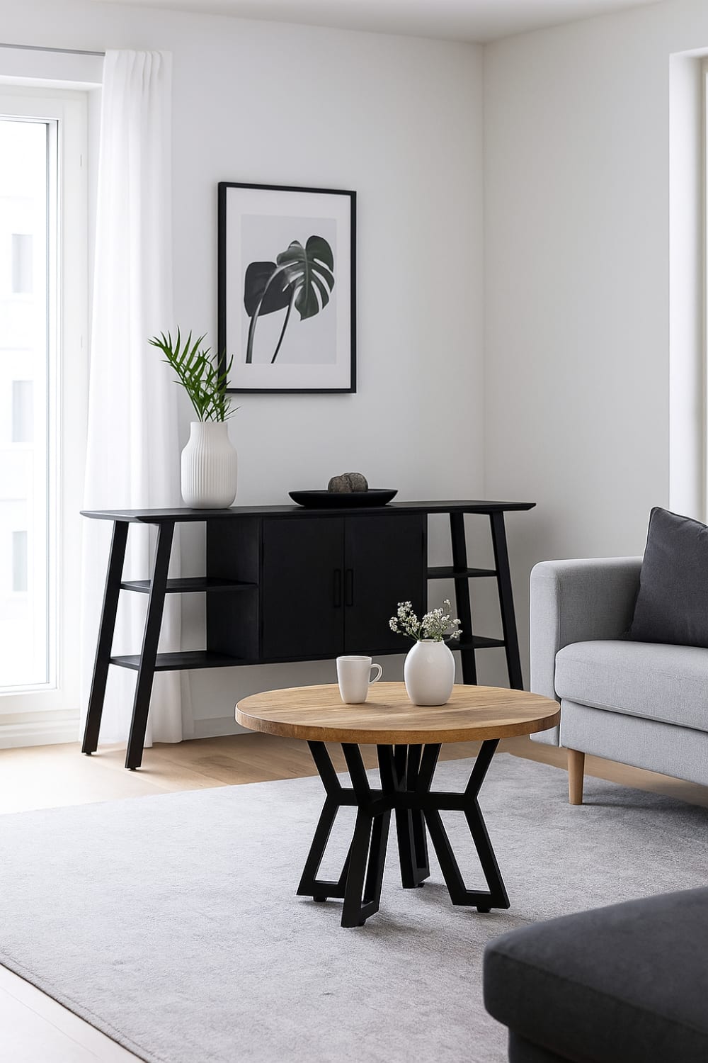 wohnli-moebel-suche-M25079922-1 45x85x175cm Holz Schwarz Benoa Möbel Esszimmermöbel Sideboards, Highboards & niedrige Anrichten