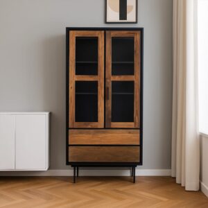 40x180x90cm Holz Braun Benoa Möbel Esszimmermöbel Vitrine und Vitrinenschrank