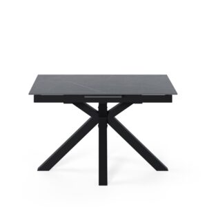Ausziehbarer Porzellantisch mit grauer Platte schwarzen Beinen 80x76x120cm Porzellan Grau Koketto Home Möbel Esszimmermöbel Esstische