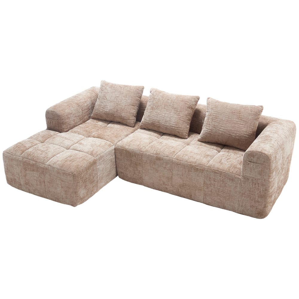 Wohnli Möbelsuche - 3-Sitzer Sofa mit Khaki-Chenillebezug
