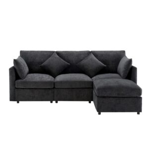 Wohnli Möbelsuche - 4-Sitzer Ecksofa mit Chenillebezug und Fußhocker