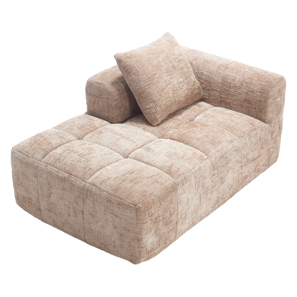 Wohnli Möbelsuche - 1-Sitzer Sofa mit Seitentaschen und Khaki-Chenillebezug