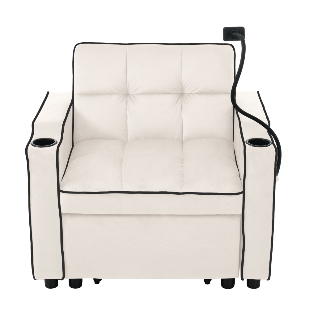 wohnli-moebel-suche-M25080351 Wohnli Möbelsuche - 1-Sitzer Schlafsofa mit Samtbezug und Handyhalterung