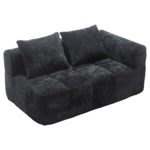 wohnli-moebel-suche-M25080352 Wohnli Möbelsuche - 2-Sitzer Sofa mit Seitentaschen und schwarzem Chenillebezug
