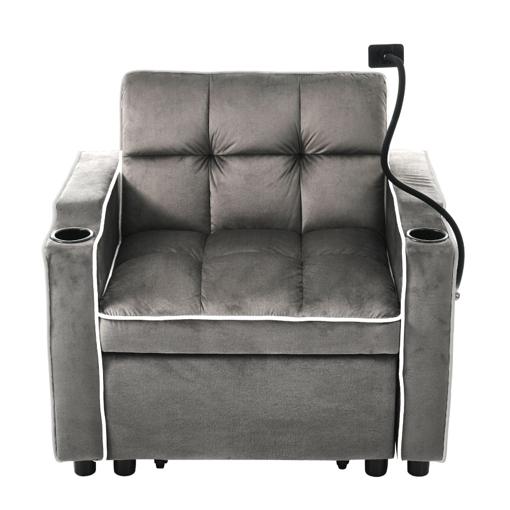 wohnli-moebel-suche-M25080399 Wohnli Möbelsuche - 1-Sitzer Schlafsofa mit Samtbezug und Handyhalterung