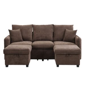 Wohnli Möbelsuche - 3-Sitzer Sofa mit Stauraum und eichebraunem Chenillebezug