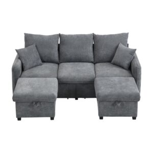 Wohnli Möbelsuche - 3-Sitzer Sofa mit Stauraum und nebelgrauem Chenillebezug