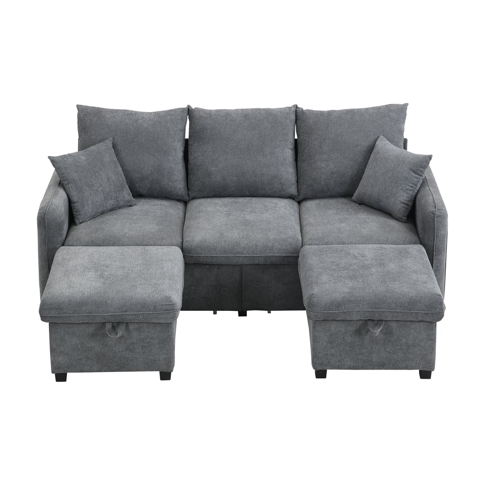 Wohnli Möbelsuche - 3-Sitzer Sofa mit Stauraum und nebelgrauem Chenillebezug