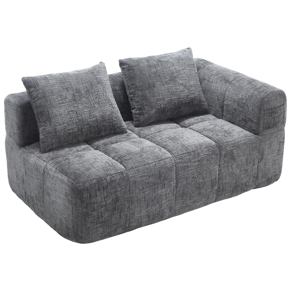 Wohnli Möbelsuche - 2-Sitzer Sofa mit Seitentaschen und grauem Chenillebezug