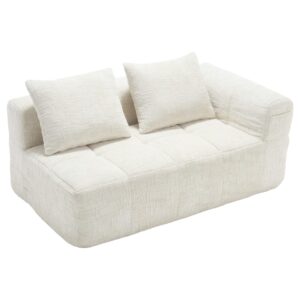 wohnli-moebel-suche-M25080419 Wohnli Möbelsuche - 2-Sitzer Sofa mit Seitentaschen und beigem Chenillebezug
