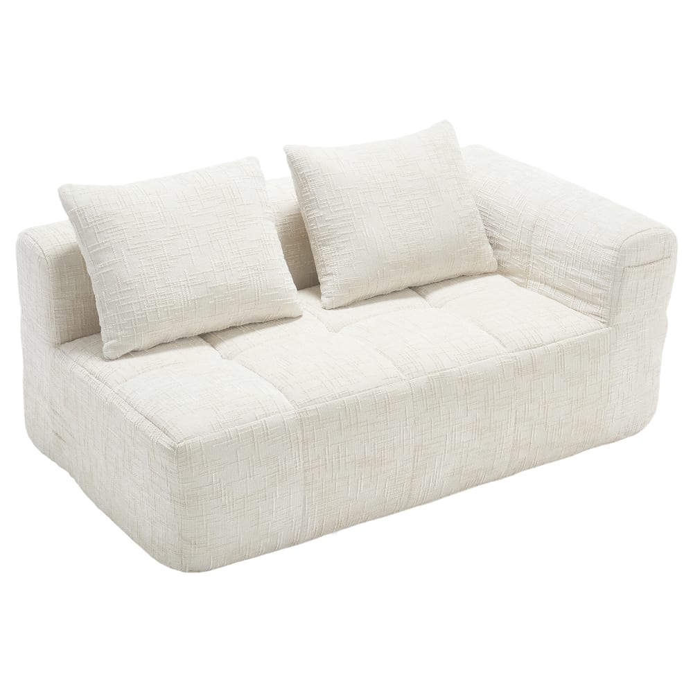 Wohnli Möbelsuche - 2-Sitzer Sofa mit Seitentaschen und beigem Chenillebezug