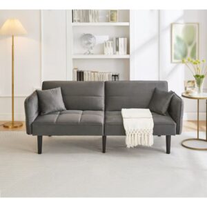 wohnli-moebel-suche-M25080423-1 176x76x78cm Samt Grau Flieks Sofas und Sessel Sofas 2-Sitzer-Sofas & 3-Sitzer-Sofas