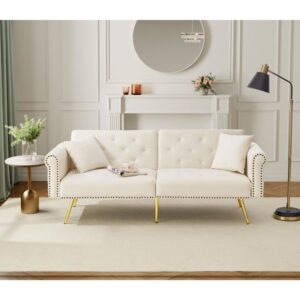 173x70x75cm Samt Beige Flieks Sofas und Sessel Sofas 2-Sitzer-Sofas & 3-Sitzer-Sofas