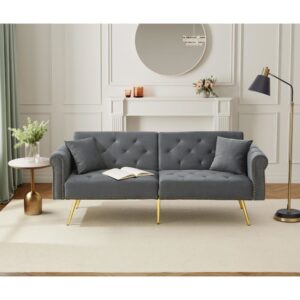 wohnli-moebel-suche-M25080429-1 173x70x75cm Samt Grau Flieks Sofas und Sessel Sofas 2-Sitzer-Sofas & 3-Sitzer-Sofas