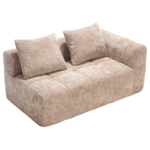 wohnli-moebel-suche-M25080430 Wohnli Möbelsuche - 2-Sitzer Sofa mit Seitentaschen und Khaki-Chenillebezug