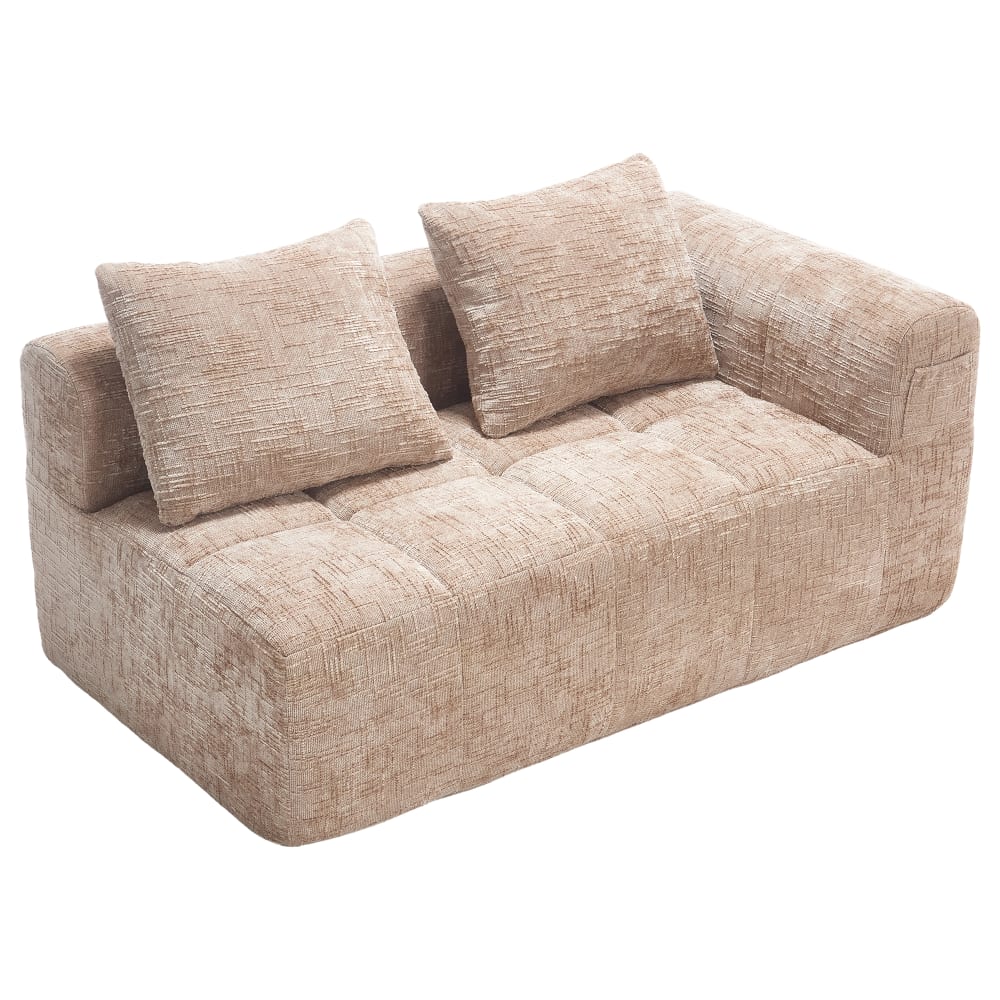 Wohnli Möbelsuche - 2-Sitzer Sofa mit Seitentaschen und Khaki-Chenillebezug