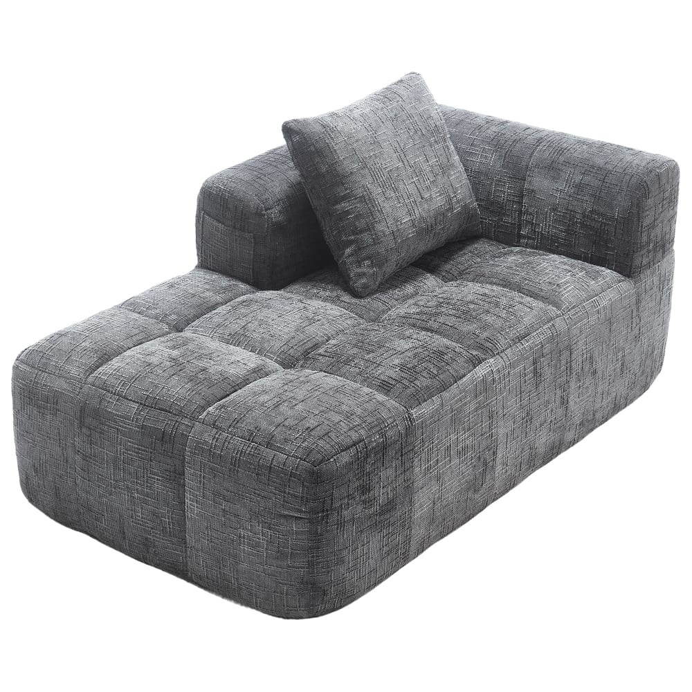 Wohnli Möbelsuche - 1-Sitzer Sofa mit Seitentaschen und grauem Chenillebezug