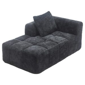 wohnli-moebel-suche-M25080440 Wohnli Möbelsuche - 1-Sitzer Sofa mit Seitentaschen und schwarzem Chenillebezug
