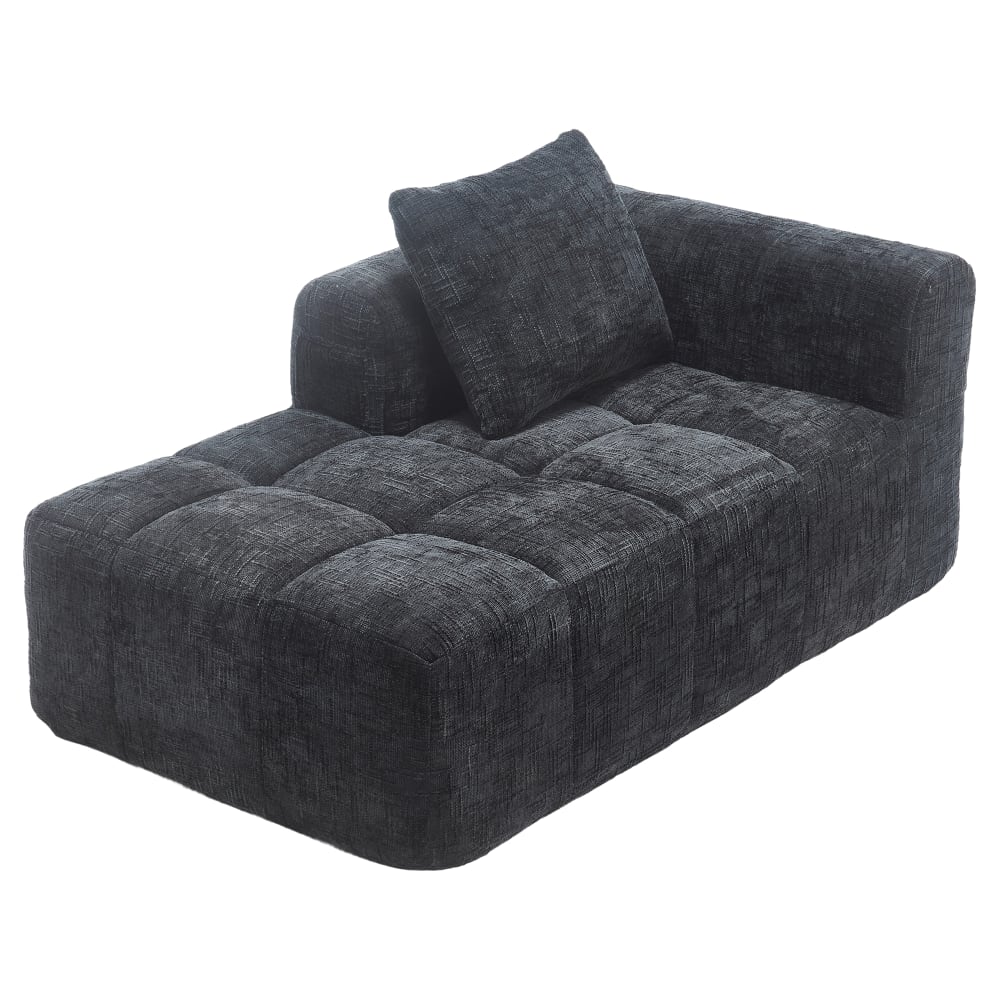 Wohnli Möbelsuche - 1-Sitzer Sofa mit Seitentaschen und schwarzem Chenillebezug