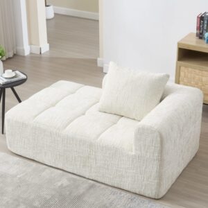 wohnli-moebel-suche-M25080441-1 1-Sitzer Sofa mit Seitentaschen und beigem Chenillebezug 158x60x90cm Stoff Beige Flieks Sofas und Sessel Sofas 2-Sitzer-Sofas & 3-Sitzer-Sofas
