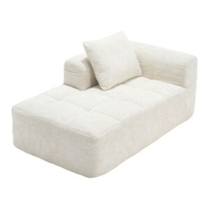 wohnli-moebel-suche-M25080441 Wohnli Möbelsuche - 1-Sitzer Sofa mit Seitentaschen und beigem Chenillebezug