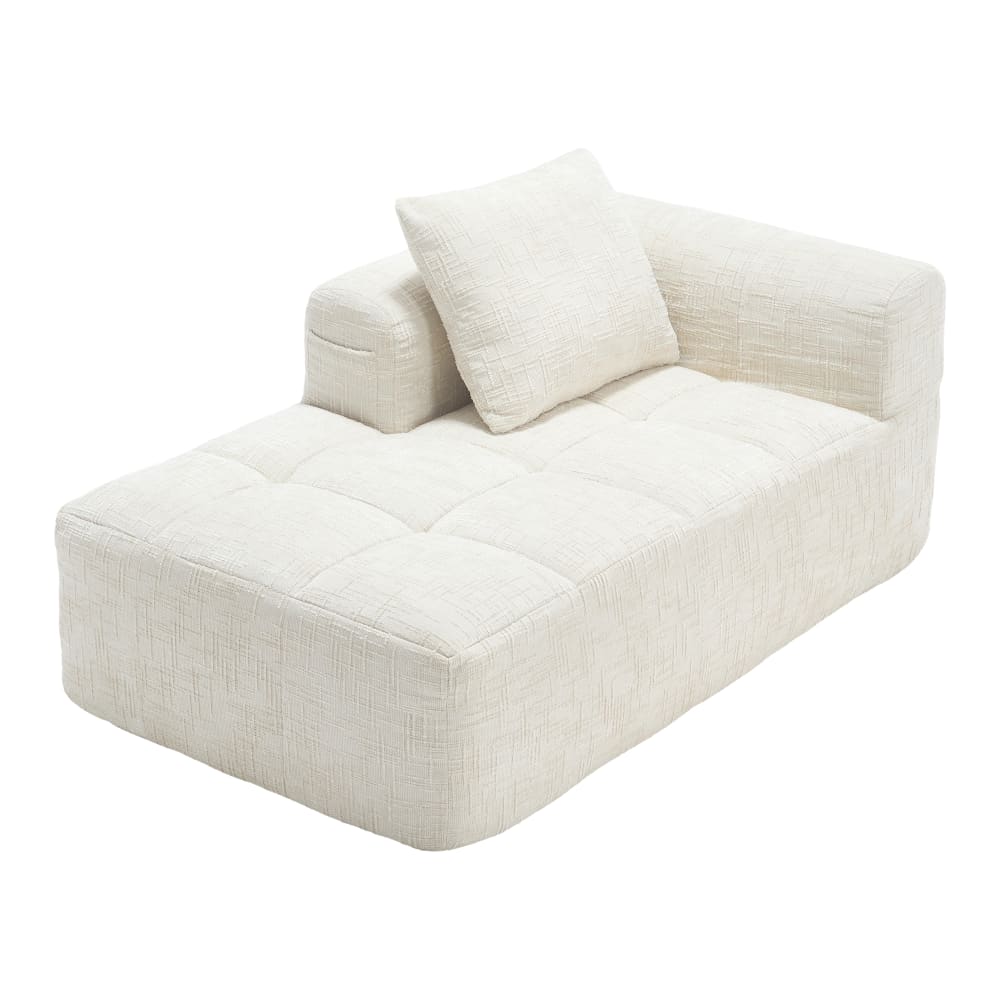 Wohnli Möbelsuche - 1-Sitzer Sofa mit Seitentaschen und beigem Chenillebezug