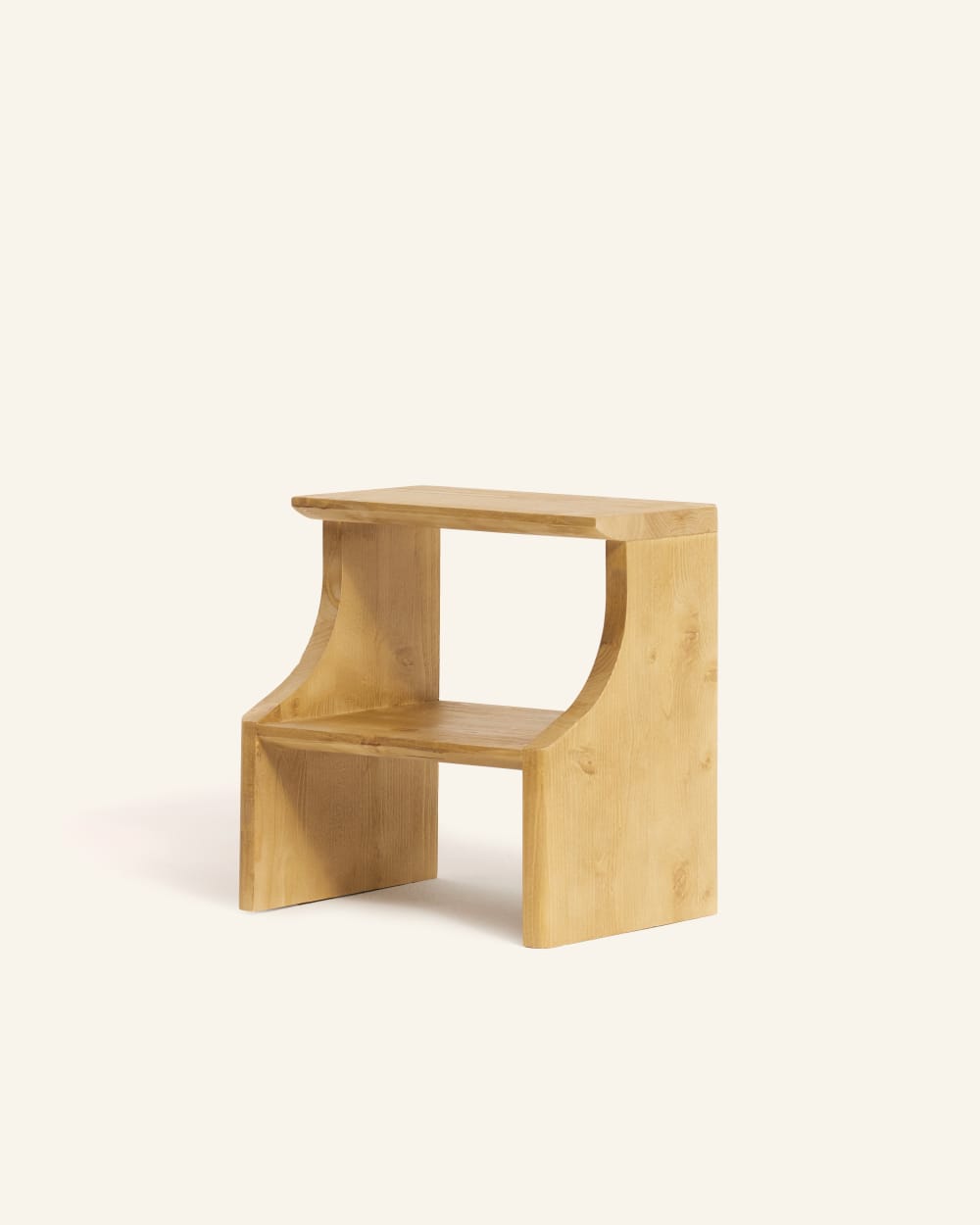 Trittleiter aus Massivholz in Naturfarbe 40x42x30cm Holz Braun Hannun Möbel Wohnzimmermöbel Hocker