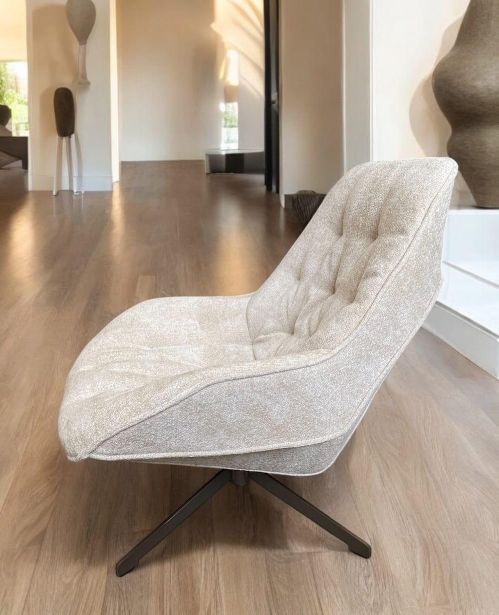 Beiger Drehstuhl aus Stoff 86x82x0cm Stoff Beige Mathi Design Sofas und Sessel Sessel, Poufs und Fußbänke Sessel