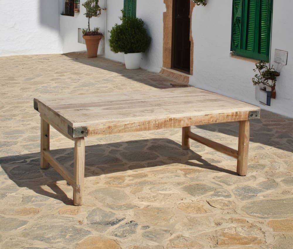 Holztisch L120 in hellem Design 120x45x75cm Holz Beige Mathi Design Möbel Wohnzimmermöbel Couchtische