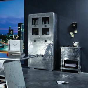 40x187x90cm Holz Silber SIT Möbel Möbel Esszimmermöbel Vitrine und Vitrinenschrank