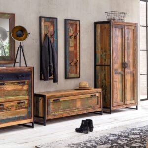 wohnli-moebel-suche-M25081755-1 Garderobenschrank aus Holz 45x180x80cm Holz Braun SIT Möbel Möbel Schlafzimmermöbel Kleiderschränke