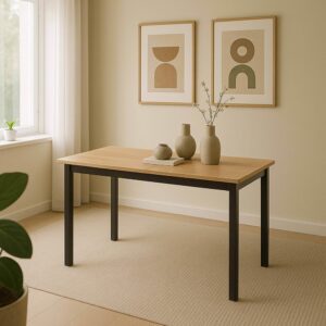 wohnli-moebel-suche-M25082845-1 Ausziehbarer rechteckiger Esstisch aus hellem MDF-Holz 160x75x80cm Holz Braun Oviala Möbel Esszimmermöbel Esstische