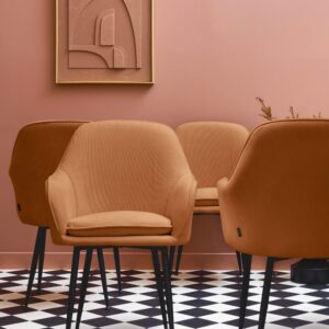 4er-Set camelfarbene Samt-Sessel mit Metalbeinen 57x84x59cm Samt Braun sweeek Möbel Esszimmermöbel Stühle