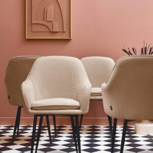 4er-Set taupefarbene Samt-Sessel mit Metalbeinen 57x84x59cm Samt Beige sweeek Möbel Esszimmermöbel Stühle