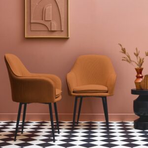 2er-Set Cord-Sessel camel Metallbeine 57x84x59cm Metall Braun sweeek Möbel Esszimmermöbel Stühle