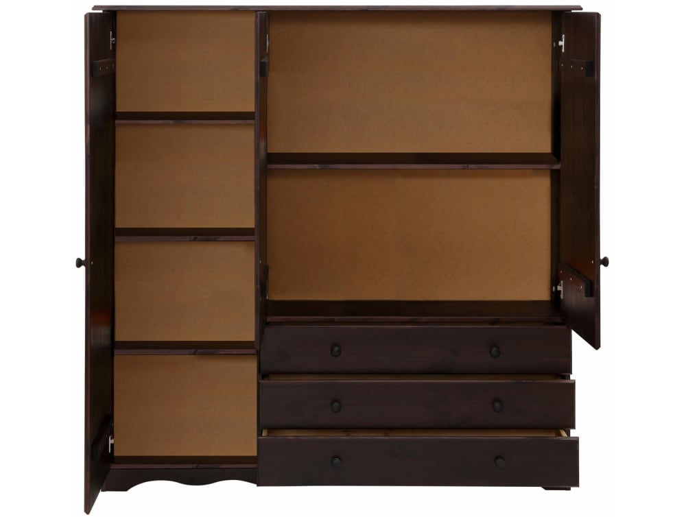 wohnli-moebel-suche-M25083874-1 Wäscheschrank 3 Türen 3 Schubladen Havanna 38x140x140cm Holz Braun Loft24 Möbel Schlafzimmermöbel Schränke