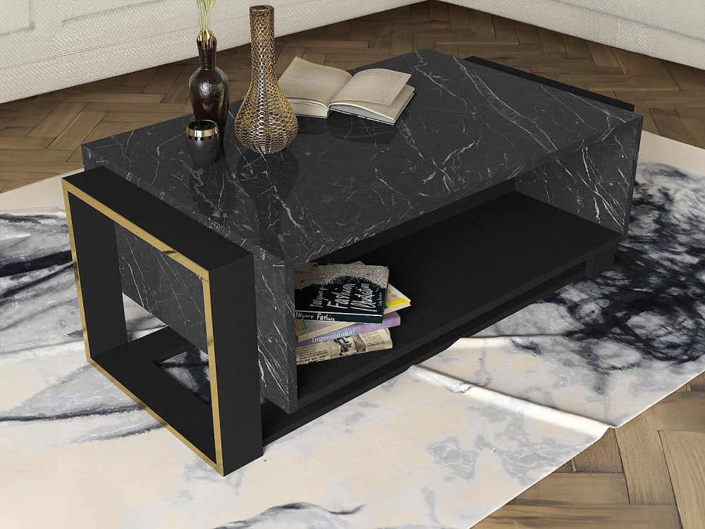 106x40x60cm Spanplatte Schwarz vente-unique.com Möbel Wohnzimmermöbel Couchtische