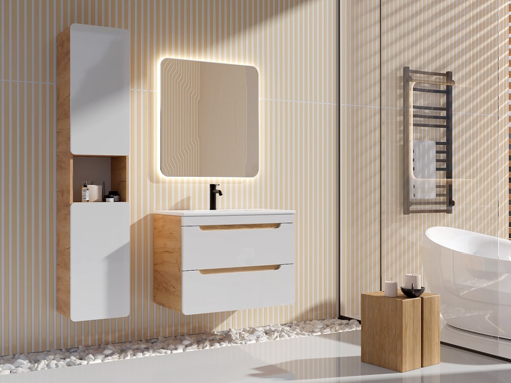 80x59x46cm Spanplatte Braun vente-unique.com Möbel Badezimmermöbel