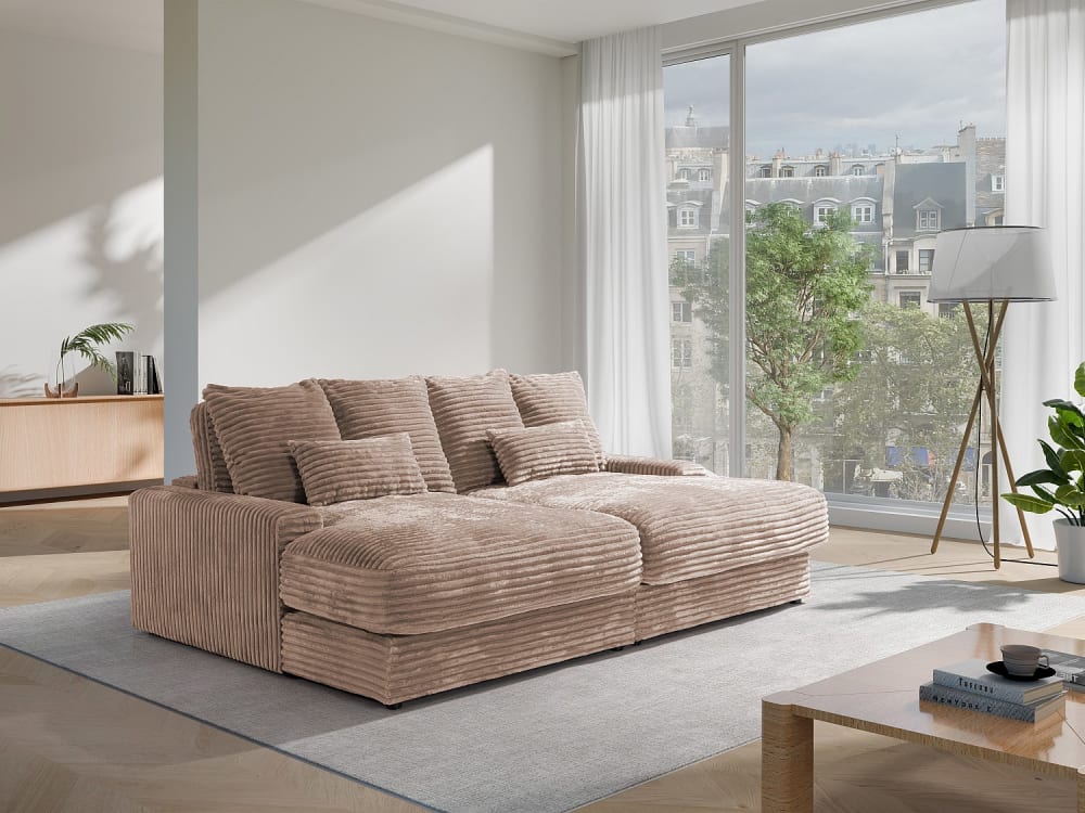 232x85x170cm Samt Taupe Pascal Morabito Sofas und Sessel Sofas 2-Sitzer-Sofas & 3-Sitzer-Sofas