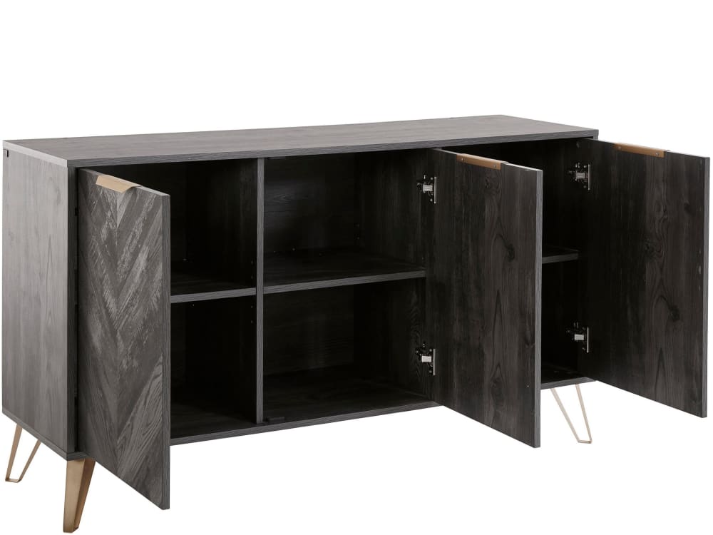 Anrichte 3 Türen 40x75x133cm Spanplatte Braun Loft24 Möbel Esszimmermöbel Sideboards, Highboards & niedrige Anrichten