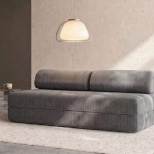 Modulares 3-Sitzer-Schlafsofa - cordstoff grau 190x70x95cm Samt Grau kimo. Sofas und Sessel Sofas Schlafsofas