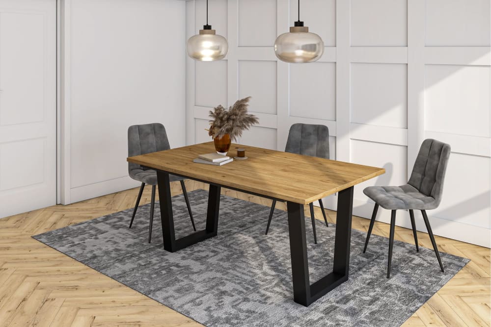 Esstisch Holzeffekt 167x90x74cm Eiche 167x74x90cm Spanplatte Beige Skraut home Möbel Esszimmermöbel Esstische