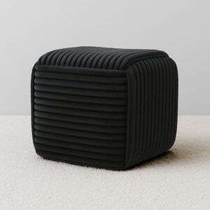 Sitzpouf aus Textil 43x43x38cm schwarz 43x38x43cm Polyester Schwarz MONDEX Sofas und Sessel Sessel, Poufs und Fußbänke Sitzsäcke