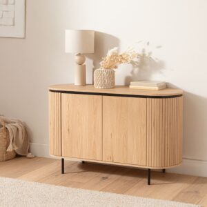 Buffet mit 2 Türen L120 cm - Hellholz-Optik 120x72x40cm Spanplatte Beige Calicosy Möbel Esszimmermöbel Sideboards, Highboards & niedrige Anrichten