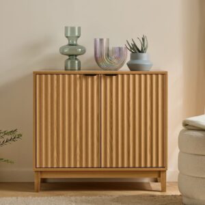 wohnli-moebel-suche-M25087919-1 Buffet mit 2 Türen L80 cm - in heller Holzoptik 80x72x40cm Spanplatte Beige Calicosy Möbel Esszimmermöbel Sideboards, Highboards & niedrige Anrichten