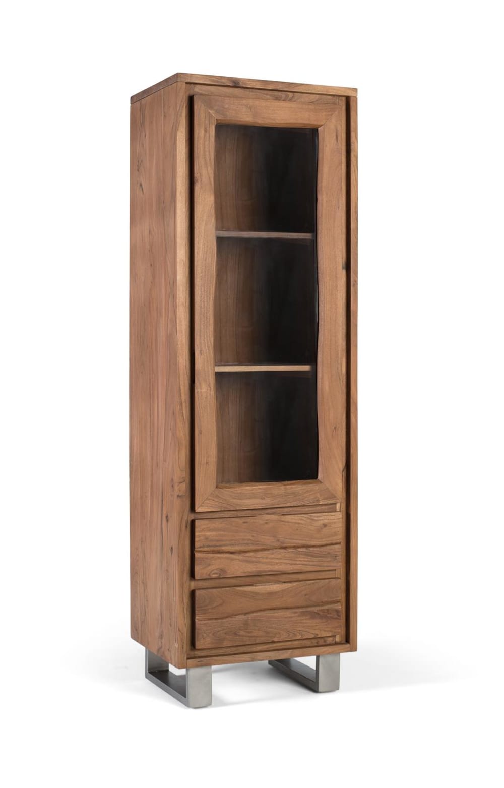 wohnli-moebel-suche-M25088445-1 Vitrine aus massivem Akazienholz mit Glas 60x190x45cm Holz Braun GINER Y COLOMER Möbel Esszimmermöbel Vitrine und Vitrinenschrank